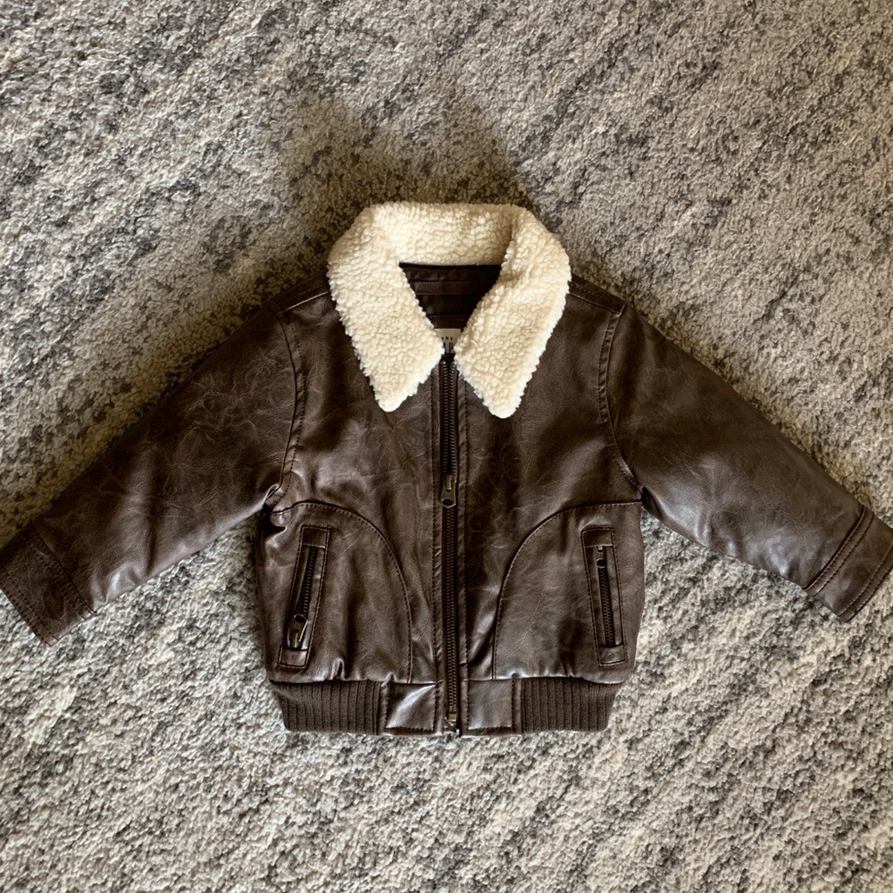 NWOT🤎 Baby Gap faux leather bomber jacket